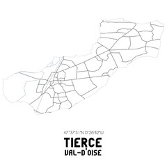 TIERCE Val-d'Oise. Minimalistic street map with black and white lines.