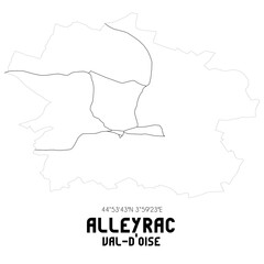 ALLEYRAC Val-d'Oise. Minimalistic street map with black and white lines.