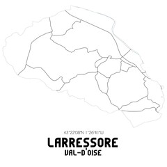 LARRESSORE Val-d'Oise. Minimalistic street map with black and white lines.