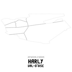 HARLY Val-d'Oise. Minimalistic street map with black and white lines.