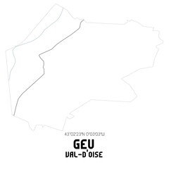 GEU Val-d'Oise. Minimalistic street map with black and white lines.