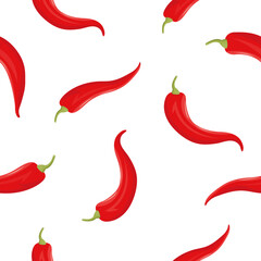 vegetable pattern with red hot pepper vector	