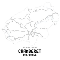 CHAMBERET Val-d'Oise. Minimalistic street map with black and white lines.