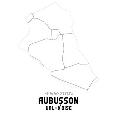 AUBUSSON Val-d'Oise. Minimalistic street map with black and white lines.
