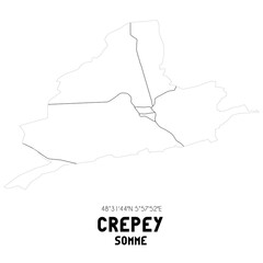 CREPEY Somme. Minimalistic street map with black and white lines.