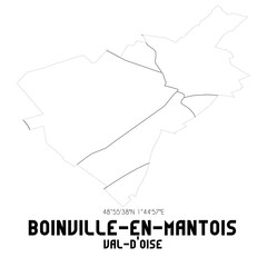 BOINVILLE-EN-MANTOIS Val-d'Oise. Minimalistic street map with black and white lines.