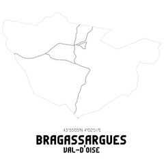 BRAGASSARGUES Val-d'Oise. Minimalistic street map with black and white lines.