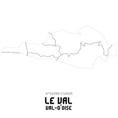 LE VAL Val-d'Oise. Minimalistic street map with black and white lines.