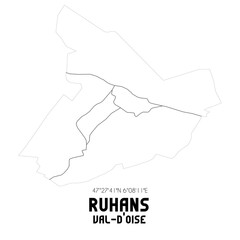 RUHANS Val-d'Oise. Minimalistic street map with black and white lines.
