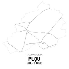 PLOU Val-d'Oise. Minimalistic street map with black and white lines.