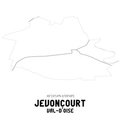 JEVONCOURT Val-d'Oise. Minimalistic street map with black and white lines.