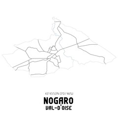 NOGARO Val-d'Oise. Minimalistic street map with black and white lines.