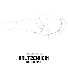 BALTZENHEIM Val-d'Oise. Minimalistic street map with black and white lines.