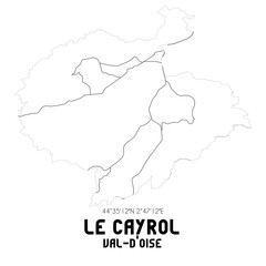LE CAYROL Val-d'Oise. Minimalistic street map with black and white lines.