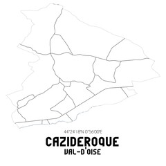 CAZIDEROQUE Val-d'Oise. Minimalistic street map with black and white lines.