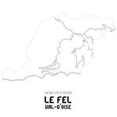 LE FEL Val-d'Oise. Minimalistic street map with black and white lines.