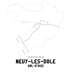 NEVY-LES-DOLE Val-d'Oise. Minimalistic street map with black and white lines.