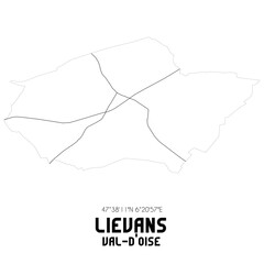 LIEVANS Val-d'Oise. Minimalistic street map with black and white lines.