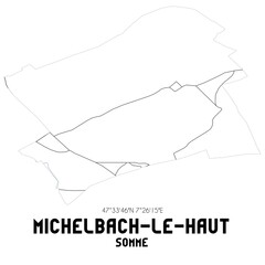 MICHELBACH-LE-HAUT Somme. Minimalistic street map with black and white lines.