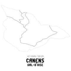 CANENS Val-d'Oise. Minimalistic street map with black and white lines.