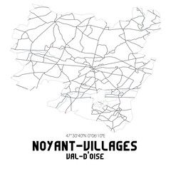 NOYANT-VILLAGES Val-d'Oise. Minimalistic street map with black and white lines.