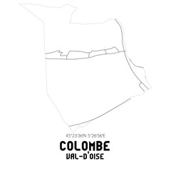 COLOMBE Val-d'Oise. Minimalistic street map with black and white lines.