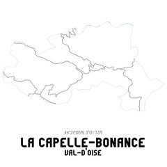 LA CAPELLE-BONANCE Val-d'Oise. Minimalistic street map with black and white lines.