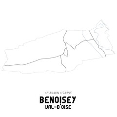 BENOISEY Val-d'Oise. Minimalistic street map with black and white lines.