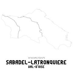 SABADEL-LATRONQUIERE Val-d'Oise. Minimalistic street map with black and white lines.