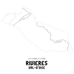 RIVIERES Val-d'Oise. Minimalistic street map with black and white lines.