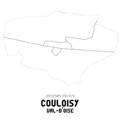 COULOISY Val-d'Oise. Minimalistic street map with black and white lines.