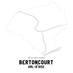 BERTONCOURT Val-d'Oise. Minimalistic street map with black and white lines.