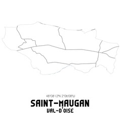 SAINT-MAUGAN Val-d'Oise. Minimalistic street map with black and white lines.