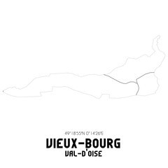 VIEUX-BOURG Val-d'Oise. Minimalistic street map with black and white lines.