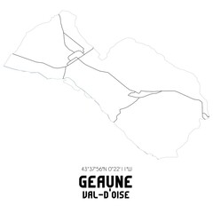GEAUNE Val-d'Oise. Minimalistic street map with black and white lines.