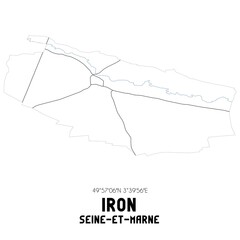 IRON Seine-et-Marne. Minimalistic street map with black and white lines.
