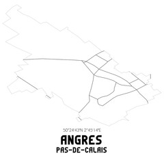 ANGRES Pas-de-Calais. Minimalistic street map with black and white lines.