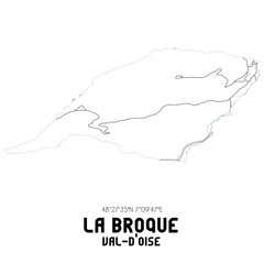 LA BROQUE Val-d'Oise. Minimalistic street map with black and white lines.