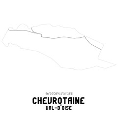 CHEVROTAINE Val-d'Oise. Minimalistic street map with black and white lines.