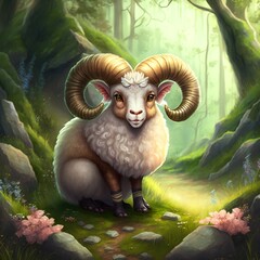 Fantasy ram from fairy tales.