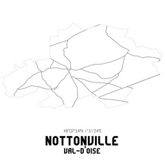 NOTTONVILLE Val-d'Oise. Minimalistic street map with black and white lines.