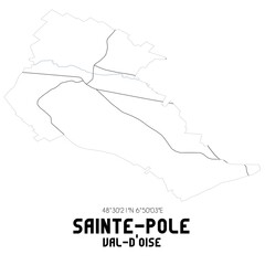SAINTE-POLE Val-d'Oise. Minimalistic street map with black and white lines.
