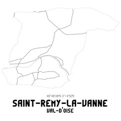 SAINT-REMY-LA-VANNE Val-d'Oise. Minimalistic street map with black and white lines.