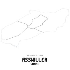 ASSWILLER Somme. Minimalistic street map with black and white lines.
