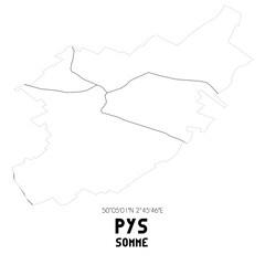 PYS Somme. Minimalistic street map with black and white lines.