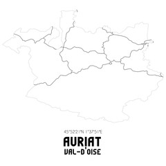AURIAT Val-d'Oise. Minimalistic street map with black and white lines.