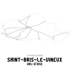 SAINT-BRIS-LE-VINEUX Val-d'Oise. Minimalistic street map with black and white lines.