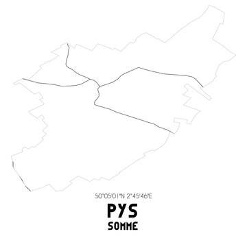 PYS Somme. Minimalistic street map with black and white lines.