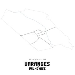 VARANGES Val-d'Oise. Minimalistic street map with black and white lines.