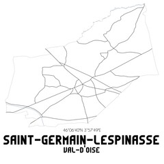 SAINT-GERMAIN-LESPINASSE Val-d'Oise. Minimalistic street map with black and white lines.